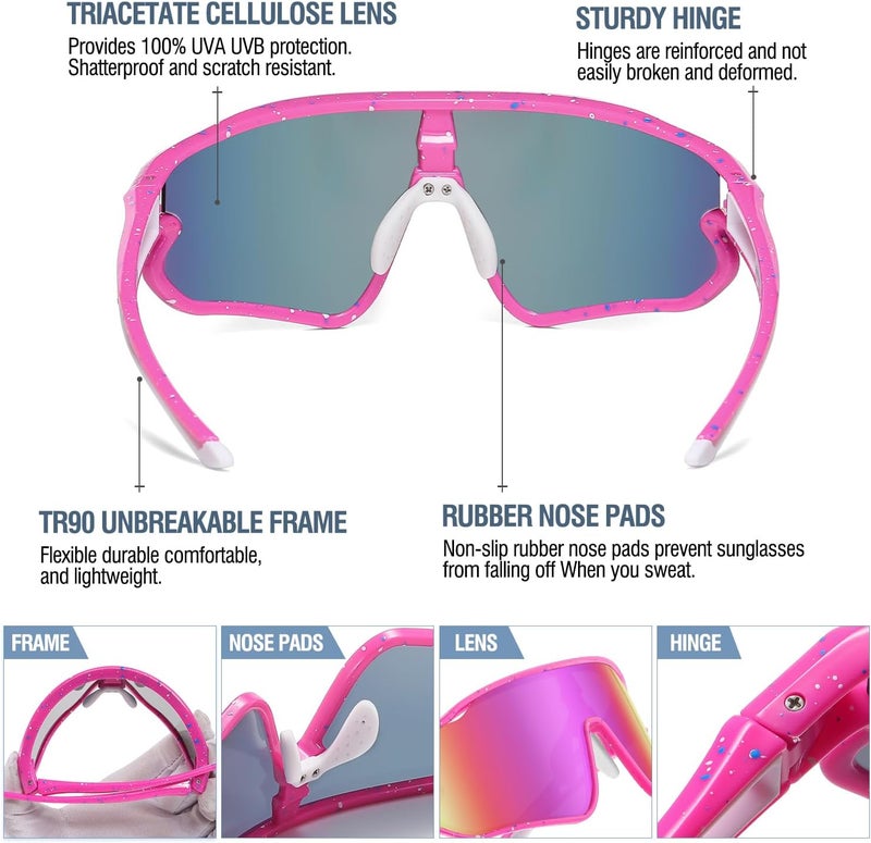 Duco Kids Sunglasses Youth Baseball Sun Glasses Lightweight TR90 Frame UV400 Sports Cycling Shades for Boys Girls DK268 - Image 3